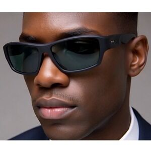 Men's Black Wrap Sport Sunglasses Green Lenses Male Active Comfortable Gafas New